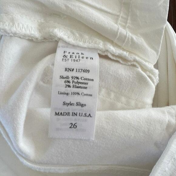 Frank & Eileen Sligo White Skinny Jeans Italian Performance Raw Women's size 26 - Picture 3 of 12